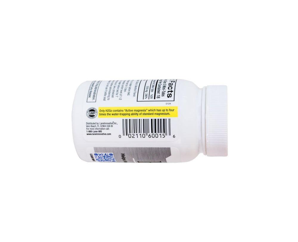 Close-up of Lane Innovative H2Go mini-tabs showing easy-to-swallow form