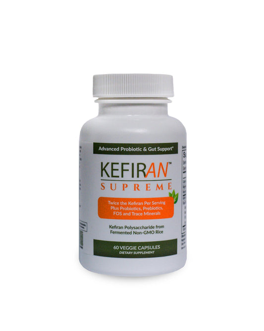 Lane Innovative Kefiran Supreme packaging front showing dairy-free synbiotic blend for daily use