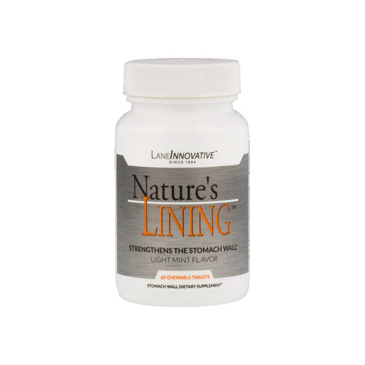 Lane Innovative Nature's Lining chewable tablets bottle for daily digestive support