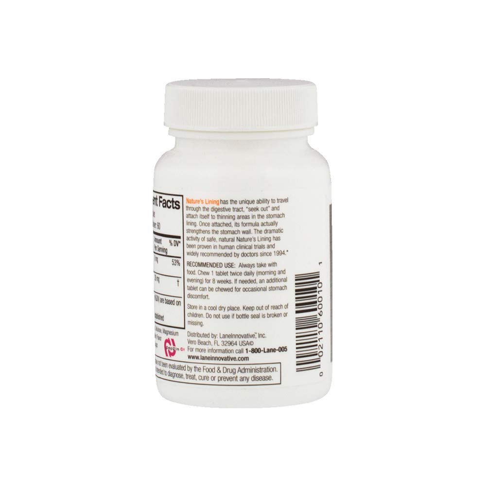 Lane Innovative Nature's Lining tablet dissolving for gentle, long-lasting relief