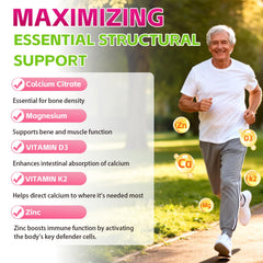 LANSHI calcium 1200mg with D3 and K2 infographic visuals