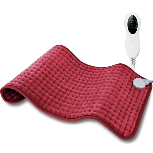 LANVA electric heating pad on lap providing targeted warmth and comfort.