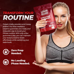 Laser Beams Creatine Gummies cosmic cherry pouch, tasty daily performance boost.