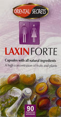 Laxin Forte bottle close-up showing natural laxative blend for gentle relief