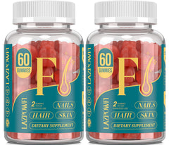 Lazpowfi Biotin Gummies bottle front supports vegan hair skin nails health