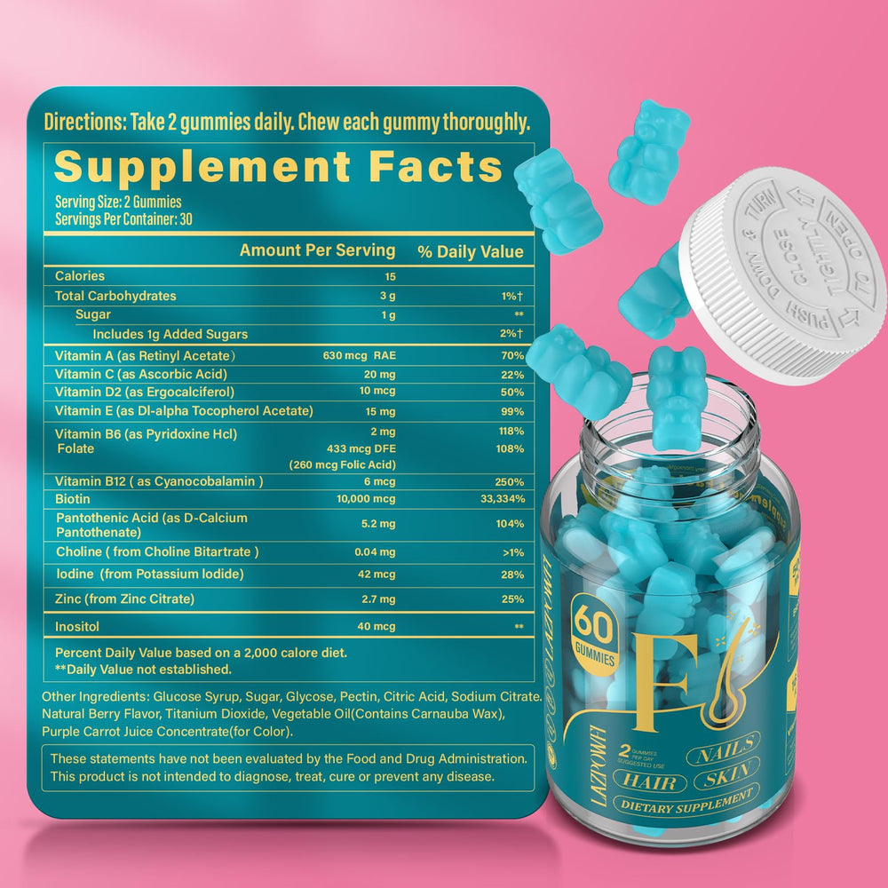 Lazpowfi Biotin Gummies packaging 3-pack shows value and convenience.