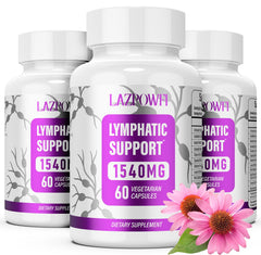Lazpowfi Lymphatic Drainage bottle label with dandelion for natural fluid balance support.