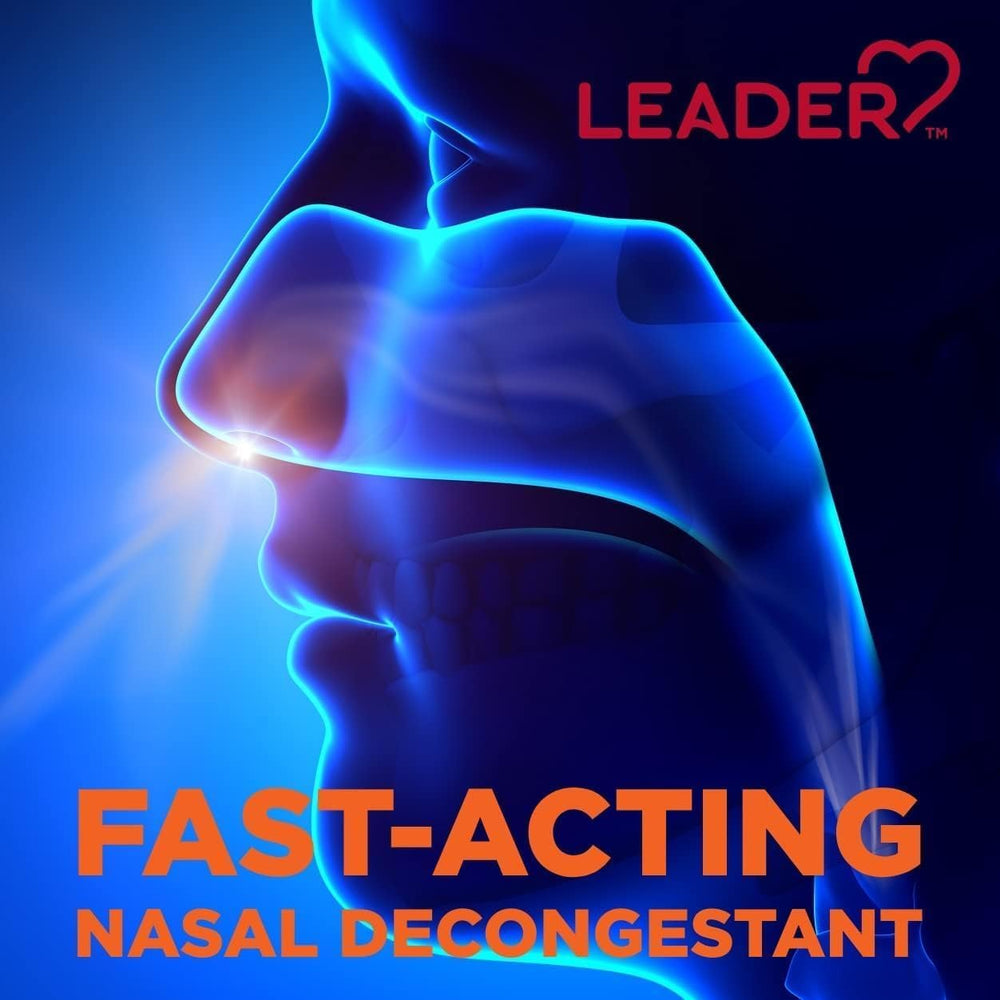 Leader Sinus Relief Spray fine mist nozzle delivers precise dosing.