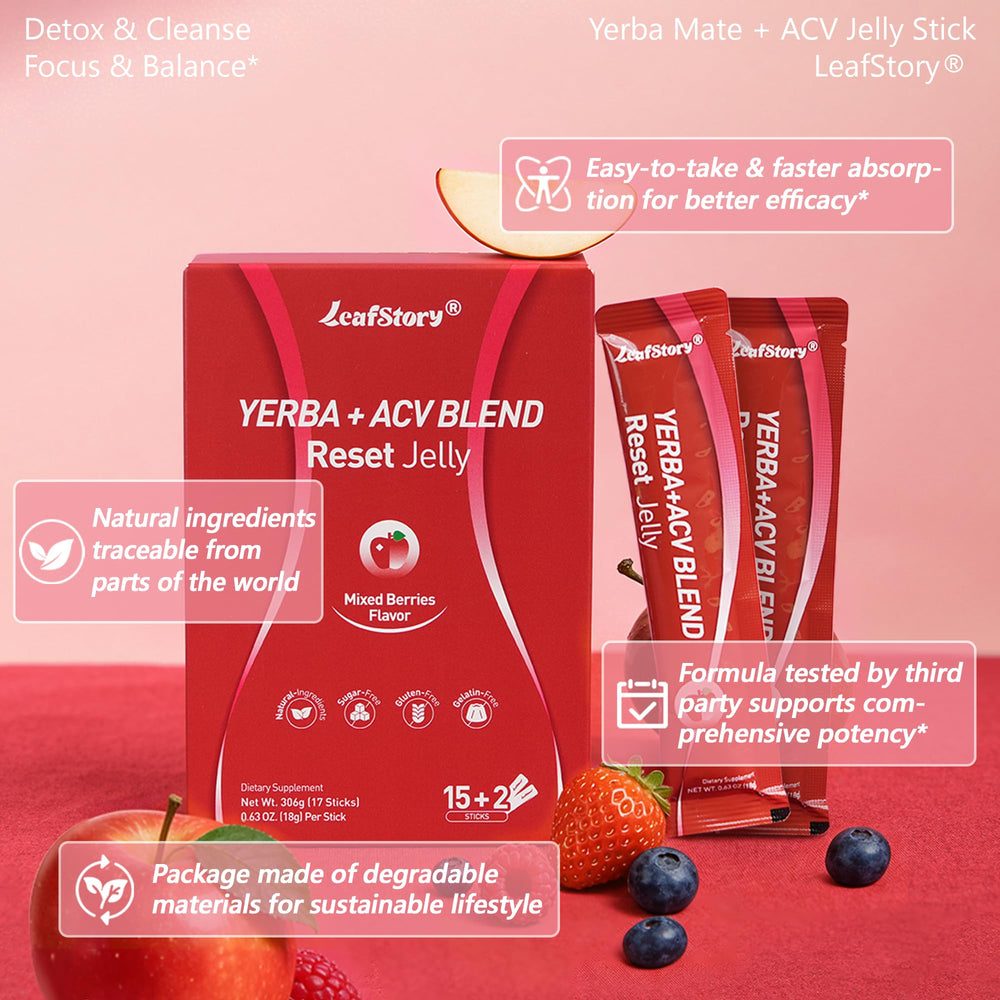LeafStory Yerba Mate ACV Reset Jelly serving shot showcases quick jelly serving.