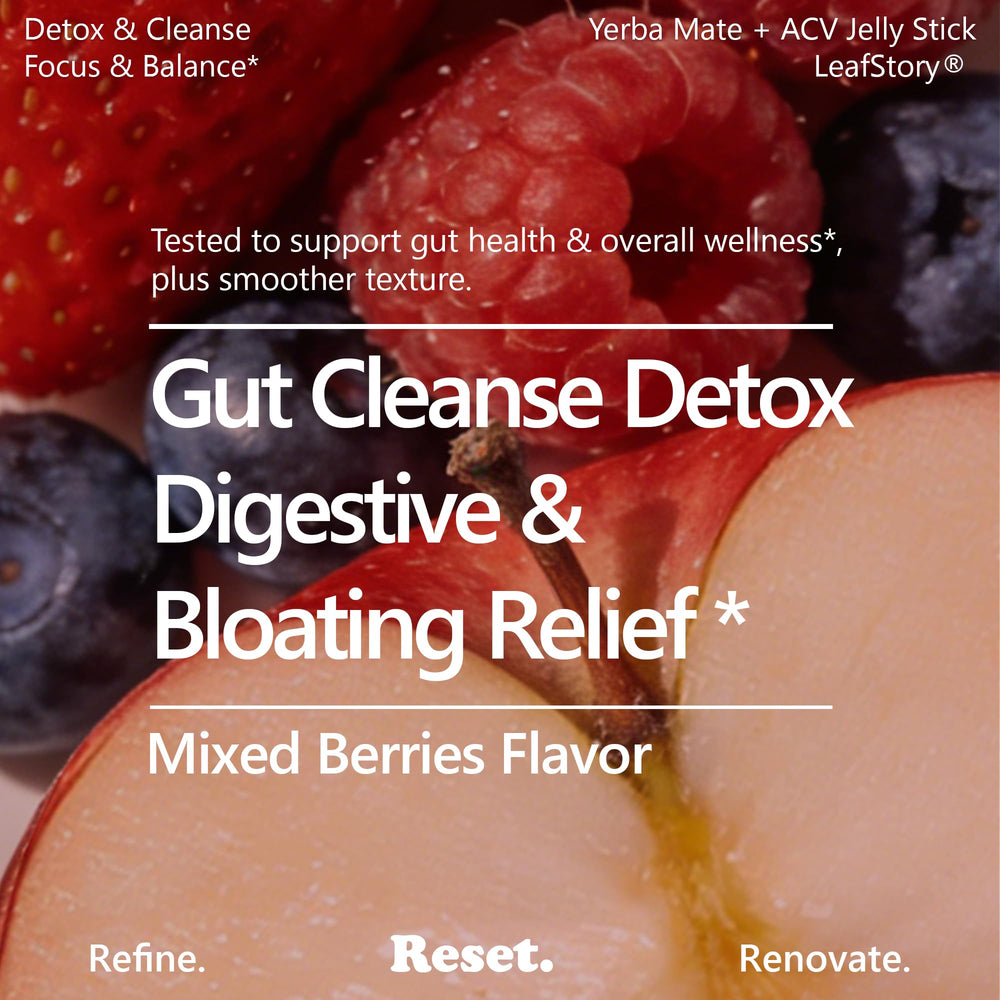 LeafStory Yerba Mate ACV Reset Jelly sticks arranged for convenient grab-and-go.