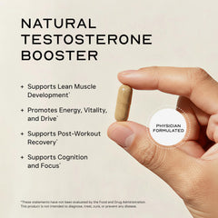 LEAN Nutraceuticals testosterone libido booster capsules close-up emphasizes convenient daily use.