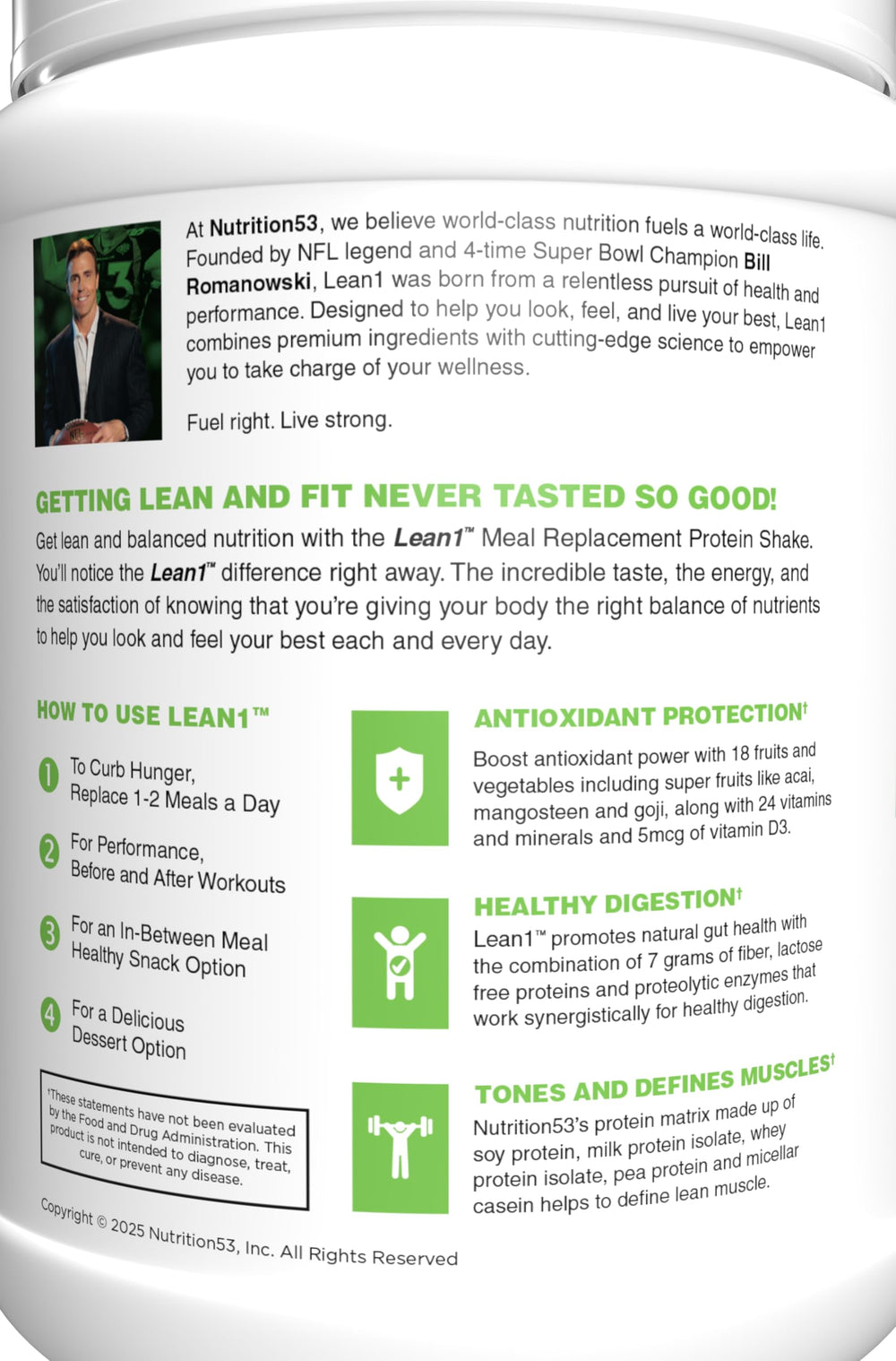 LEAN1 strawberry packaging on a shelf signals a retail-ready protein option