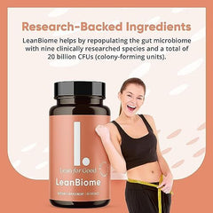 LEANFORGOOD LeanBiome lifestyle scene suggests caffeine-free daily gut support