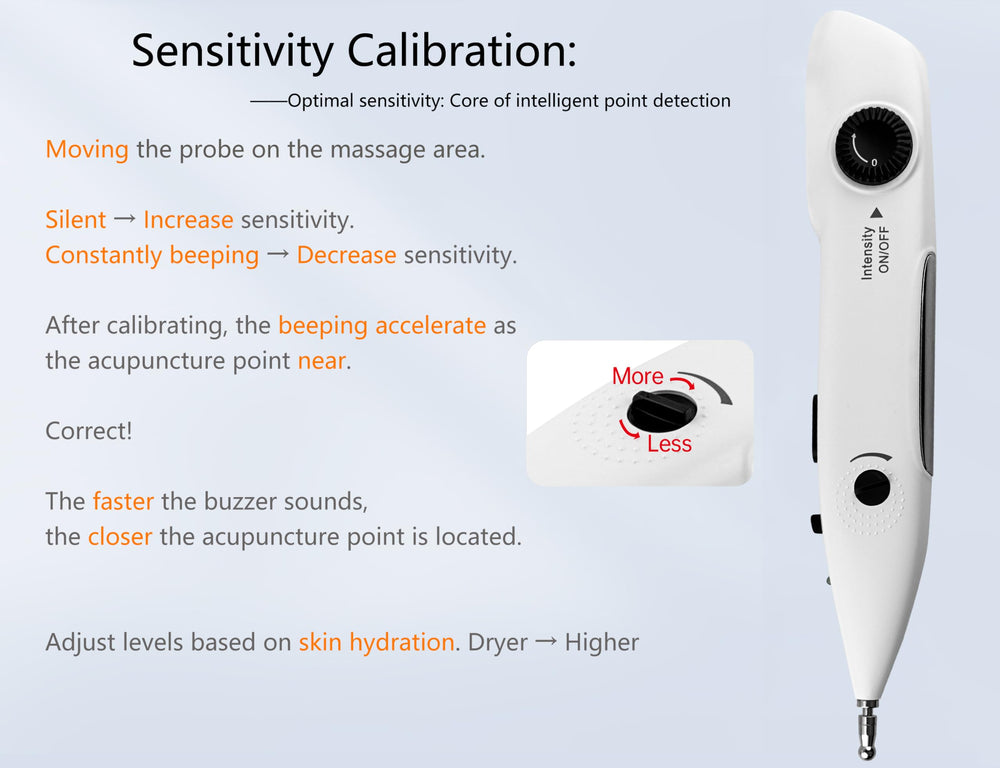Leawell acupuncture pen small probe head for precise point targeting.
