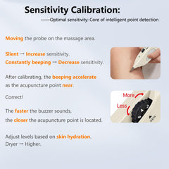 Leawell electronic acupuncture pen with dome head for gentle surface massage.