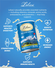 LEBASI Lactoserum Swiss origin packaging highlighting natural ingredients.