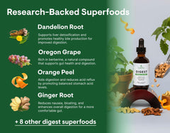 Leefy Digest liquid drops bottle featured for quick digestion relief.