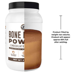Chocolate bone broth powder ready to be measured for a protein shake.