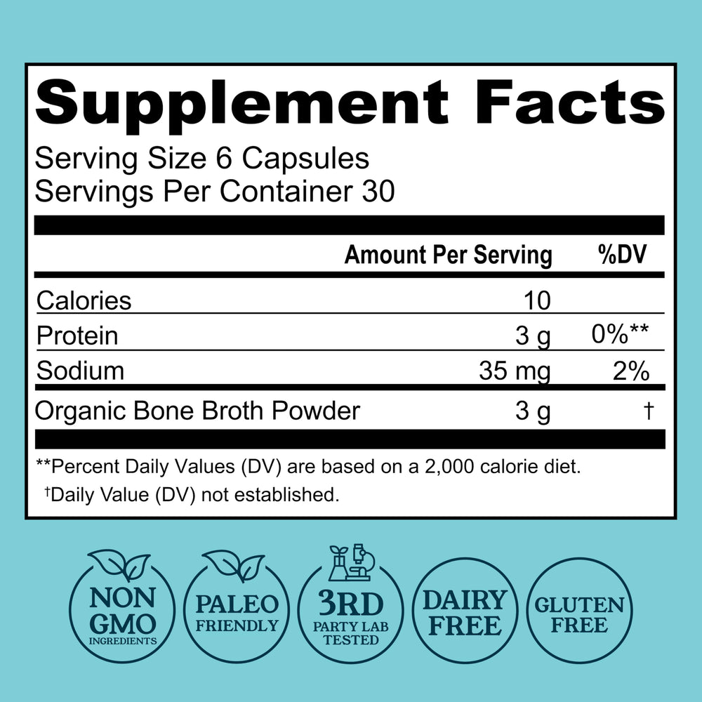 Left Coast Performance organic bone broth powder container highlighting high-quality powder for nourished joints and skin.