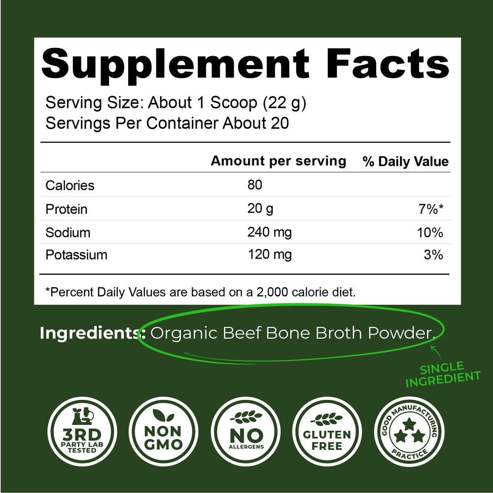 Left Coast Performance organic powder scoop highlighting high protein per serving.