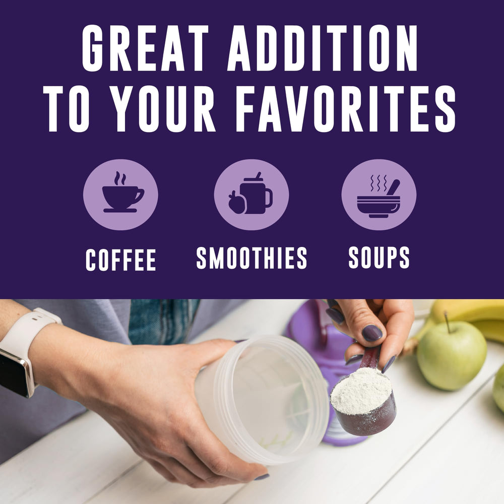 Left Coast Performance collagen blend mixed into a smoothie for added protein texture.