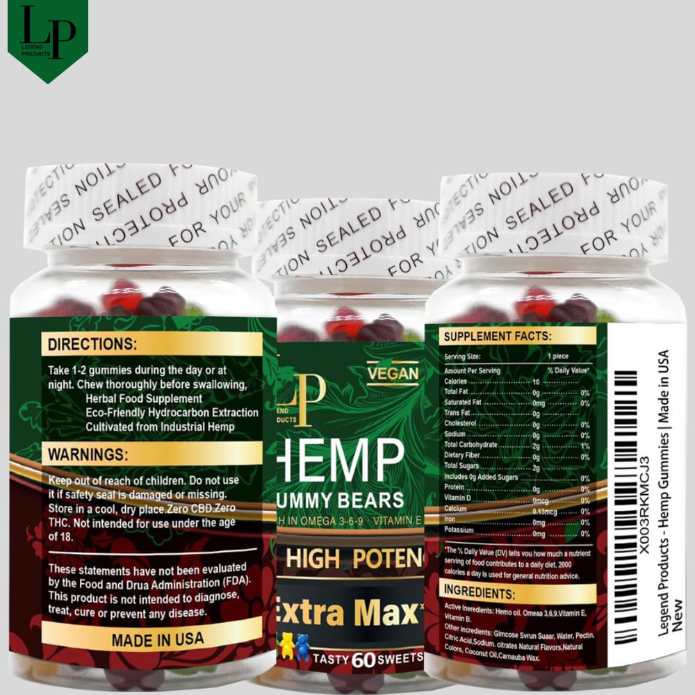 Legend Hemp Gummies close-up highlights delicious fruity taste and calm mood benefits