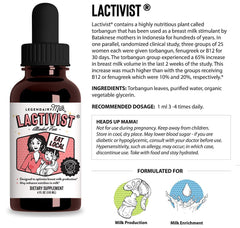 Legendairy Milk Lactivist Drops bottle labeled alcohol-free for gentle daily use.