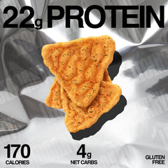 Legendary Foods Cheddar Jalapeño Protein Chips serving—great for lunch boxes and gym bags.