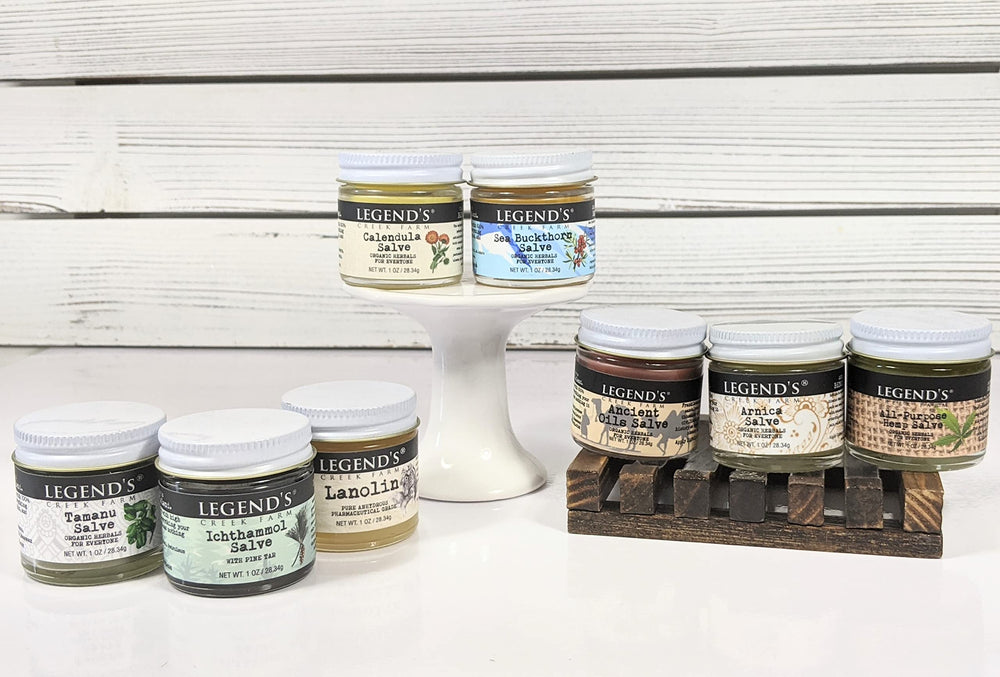 Legend's Creek Tamanu salve jar for soothing rough patches.