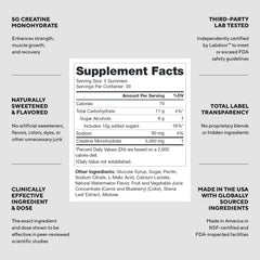LEGION Creatine Monohydrate Gummies close-up shows chewy texture for easy daily use.