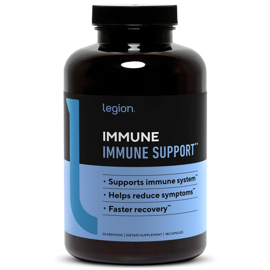 LEGION Immune bottle front view showing packaging for daily immune support