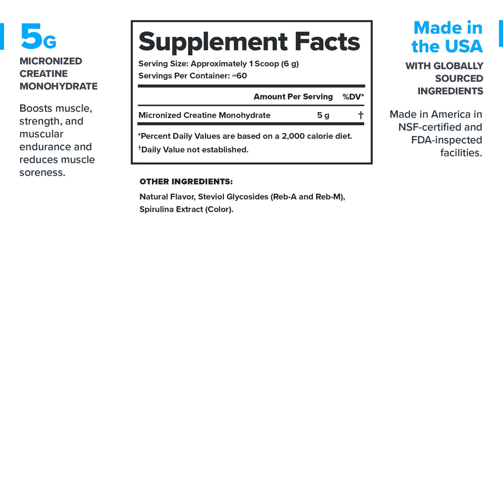 LEGION blue raspberry creatine monohydrate dissolves quickly in water for mixing