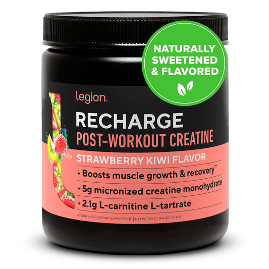 LEGION Recharge post-workout powder bottle ready for recovery after training