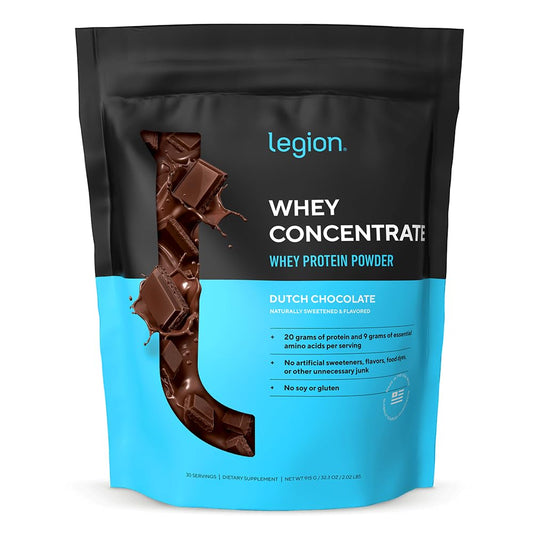 LEGION Whey Protein Chocolate bottle pour shows convenient post-workout nutrition