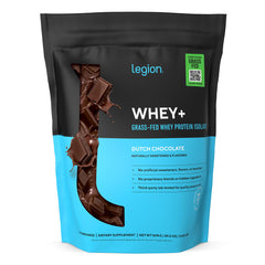 LEGION WheyPlus chocolate bag with high protein powder for post workout shakes