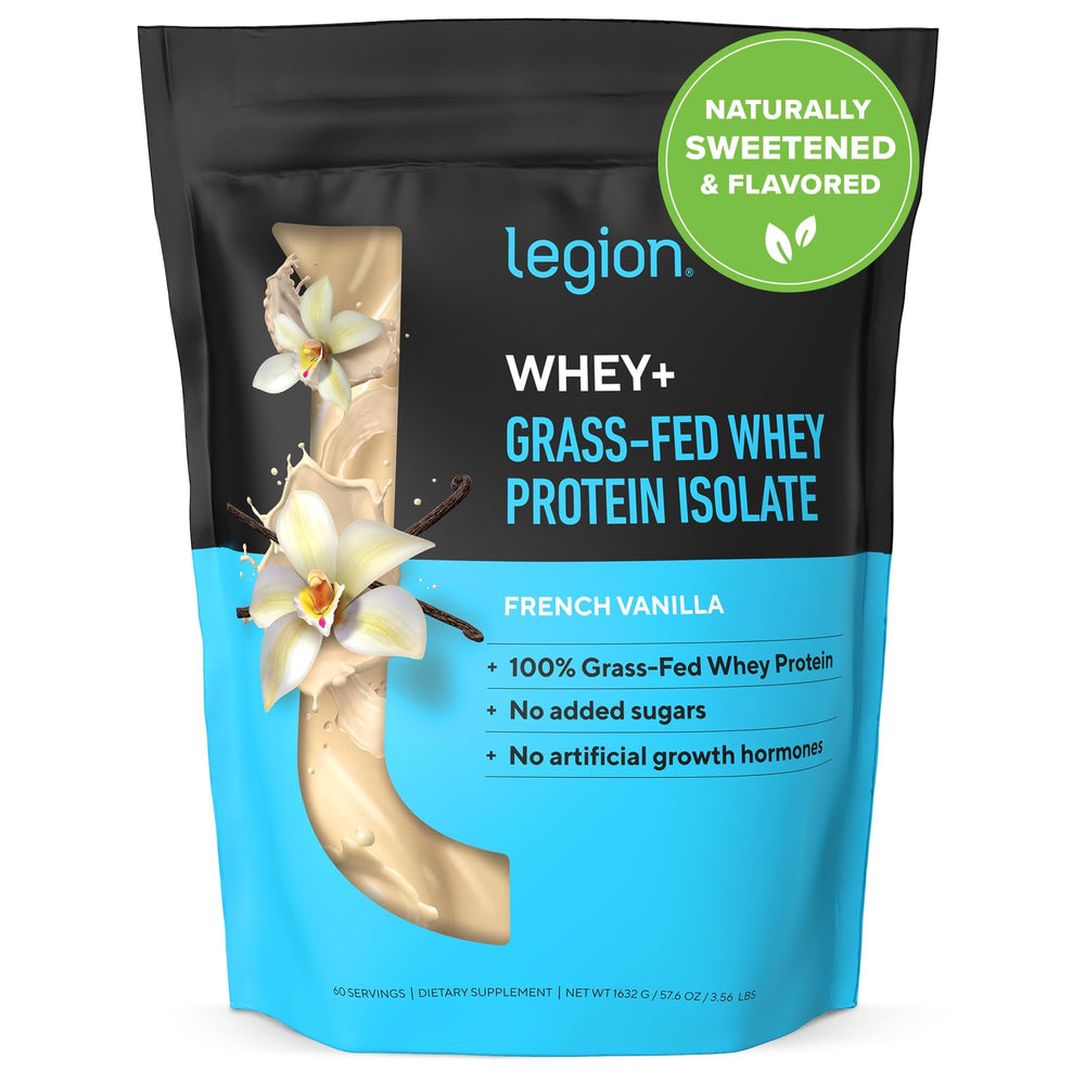 LEGION Whey+ French Vanilla scoop highlights easy, versatile mixing