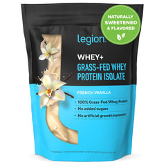 LEGION Whey+ French Vanilla scoop highlights easy, versatile mixing