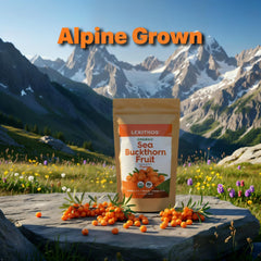 Lekithos Sea Buckthorn Powder spoon with powder for on-the-go mixing