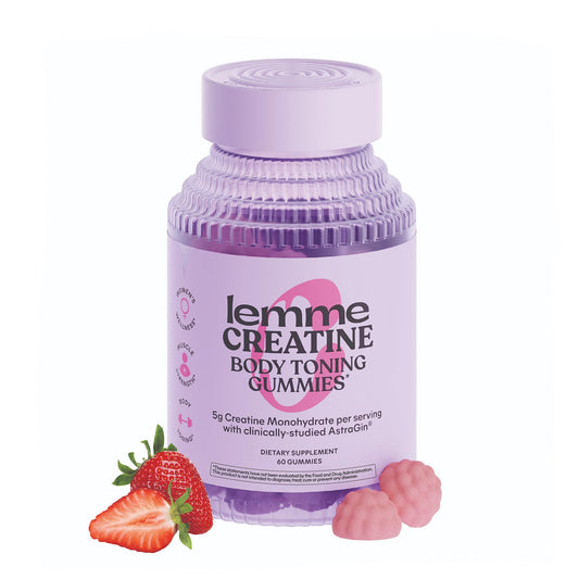 Lemme Creatine Monohydrate Gummies bottle with 60 servings for lean muscle support.