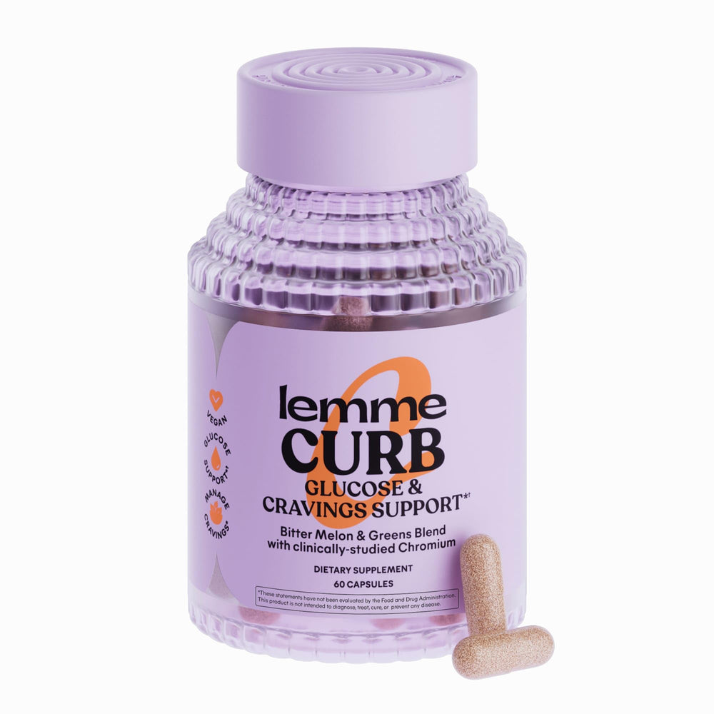 Lemme Curb Cravings bottle shows two capsules for daily use.