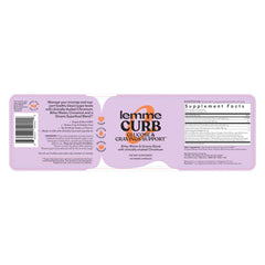 Lemme Curb Cravings packaging features vegetarian, gluten-free, sugar-free attributes.