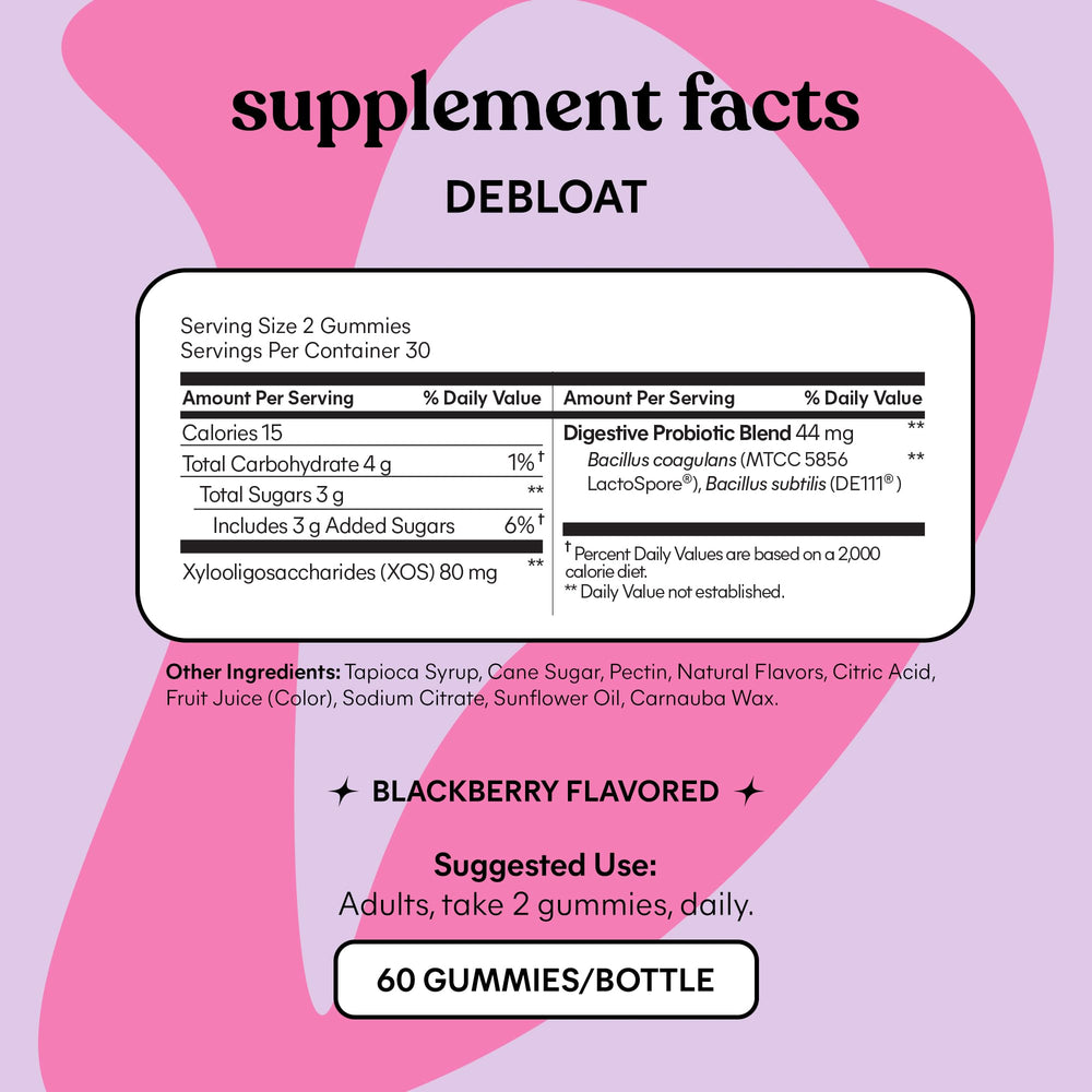 Shelf display of Lemme Debloat for easy daily gut support.
