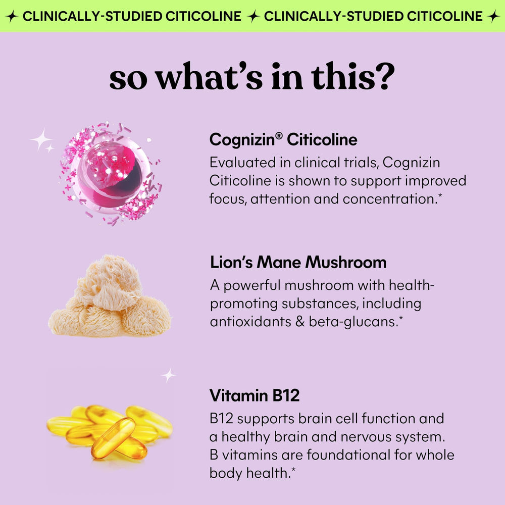 Lemme Focus Cognizin CDP-Choline label signals potential focus and concentration support.