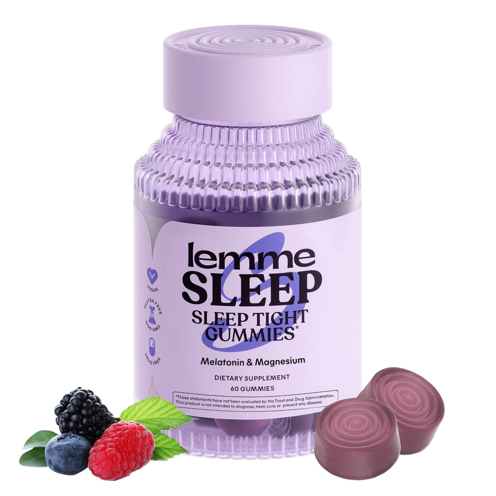Lemme Sleep gummies with melatonin bottle, berry flavor, for easier bedtime routine.