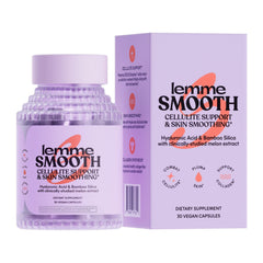 Lemme Smooth anti-cellulite capsules bottle on a counter signaling daily leg smoothing.