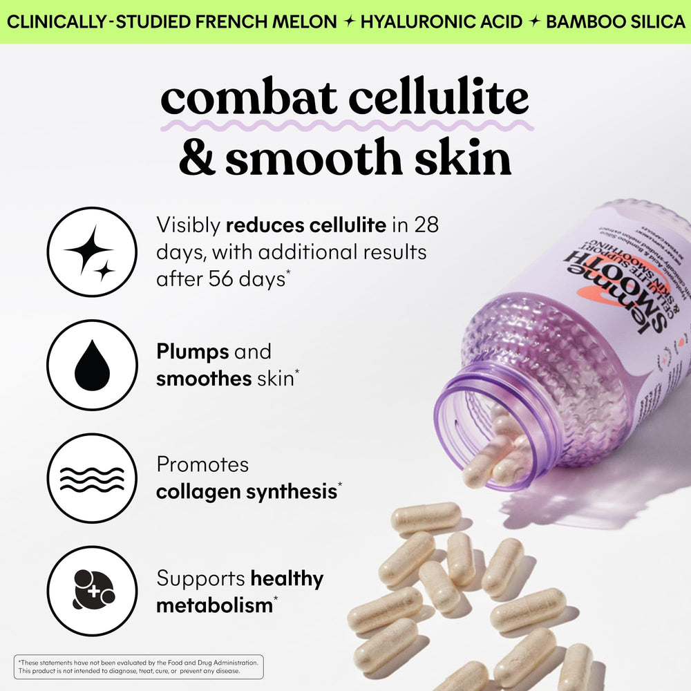 Lemme Smooth capsules being poured from the bottle for easy daily intake.