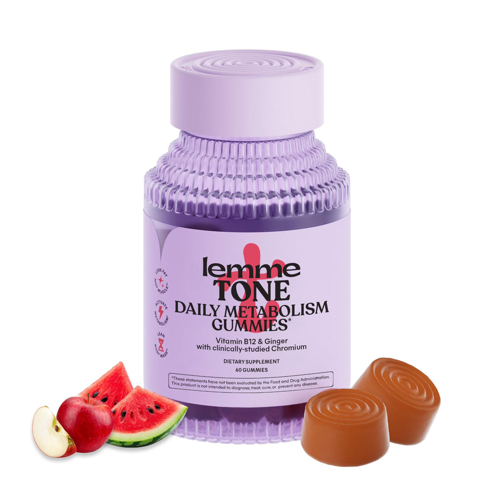 Lemme Tone gummies bottle with apple cider vinegar focus for energy support
