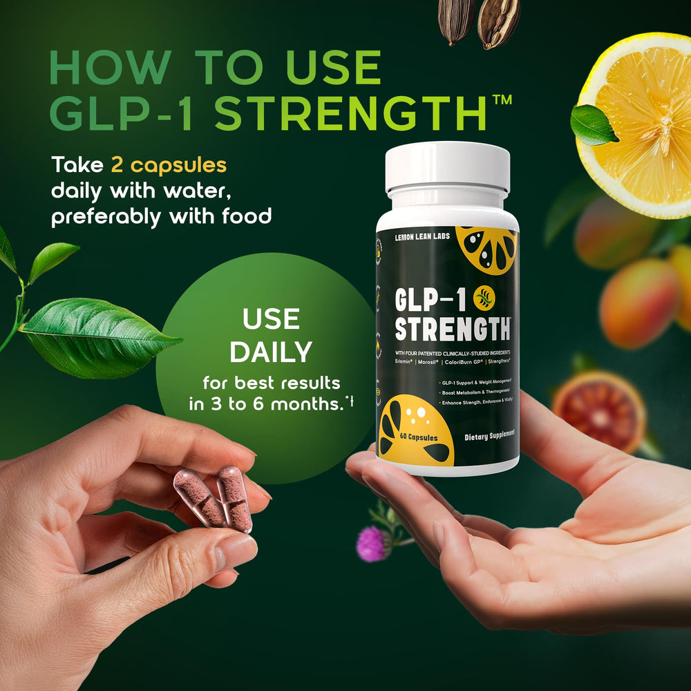 Lemon Lean Labs GLP-1 Strength ingredients panel highlighting Morosil and Eriomin.