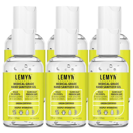 Lemyn Organics six-pack on display, convenient hygiene solution
