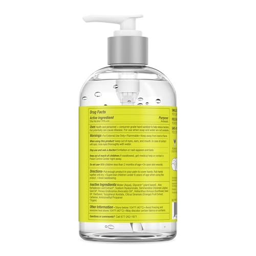 Lemyn Organics hand sanitizer gel label closeup — dermatologist-tested and hypoallergenic.